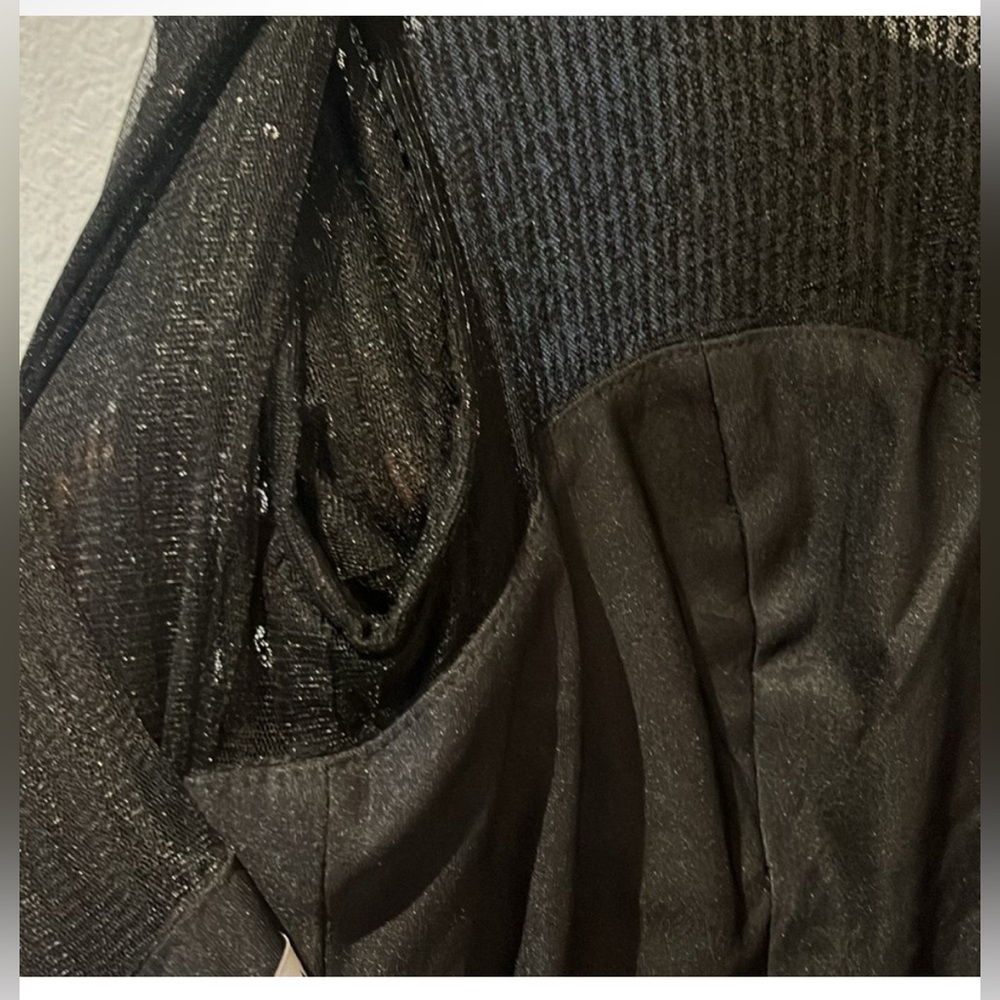 NWT MAC DUGGAL LONG SLEEVED RUFFLE TIERED MIDI DRESS BLACK  26299 - Picture 13 of 14